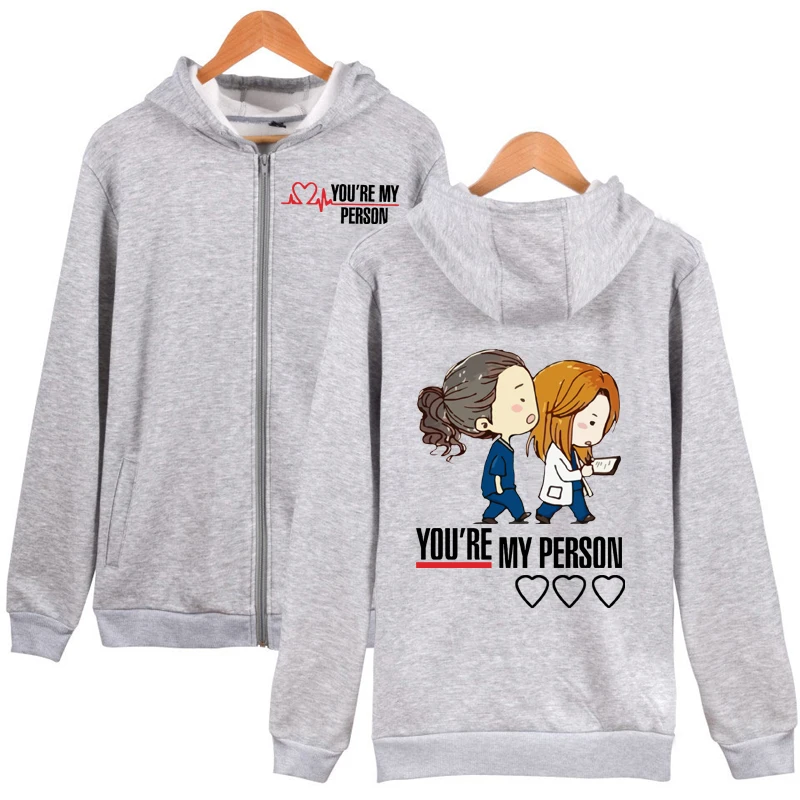 Tu sei la mia persona Grigi anatomia Della Chiusura Lampo Con Cappuccio Zip  up Felpa Con Cappuccio Sweatershirt|Hoodies \u0026 Sweatshirts| - AliExpress