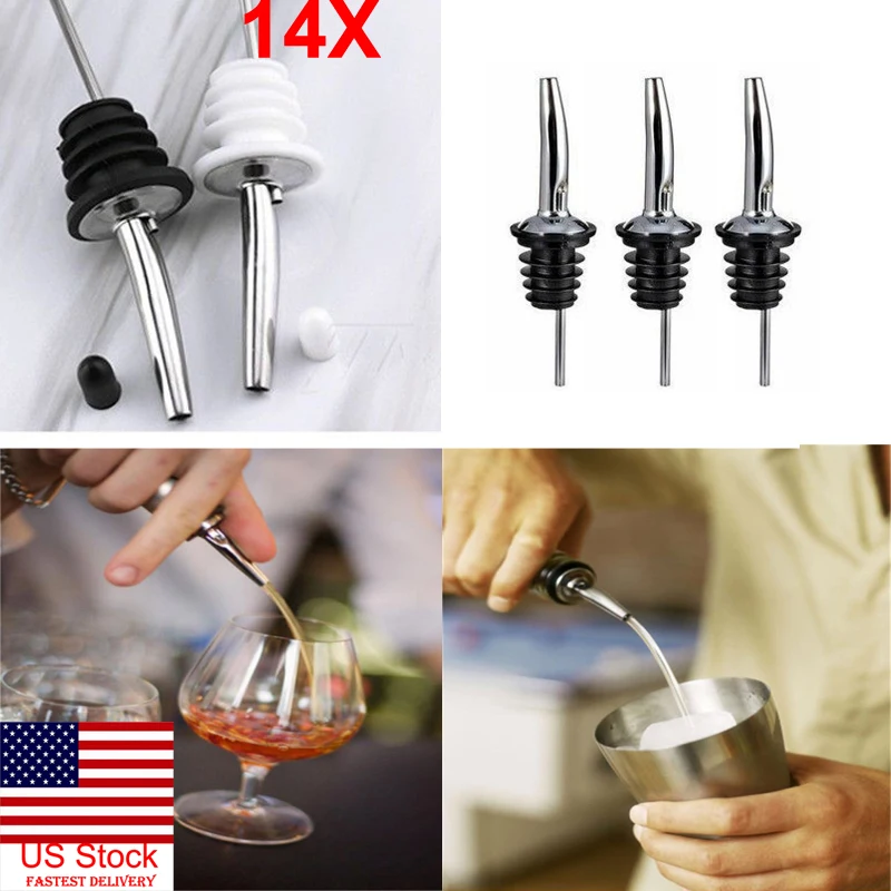14X Stainless Steel Wine Pourers Oil Cork Bartender Wine Accessories