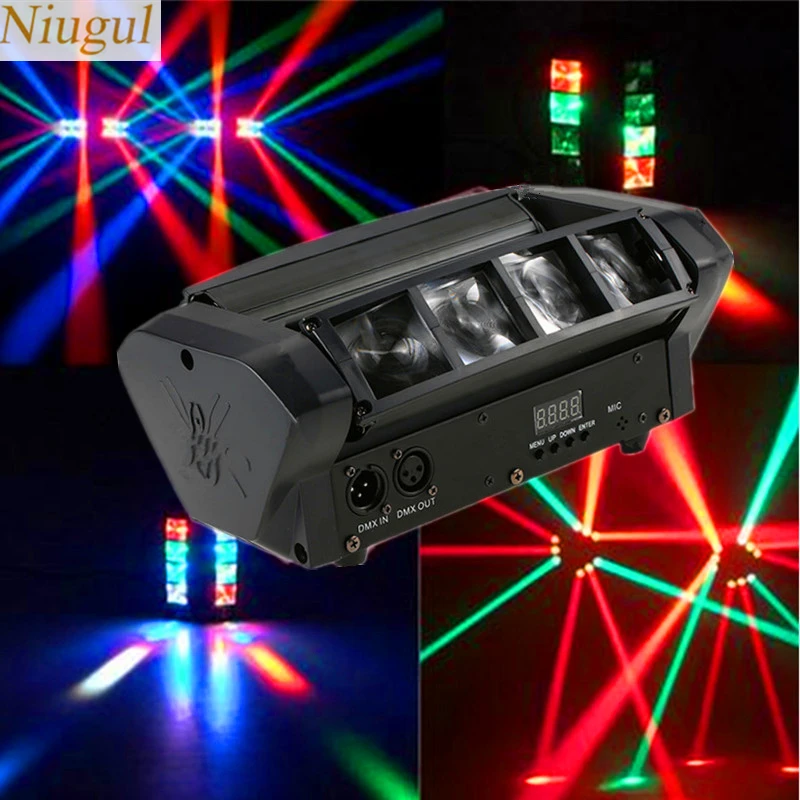 

LED 8X10W Mini Spider Light RGBW LED Beam Light Bar DJ Disco Lighting DMX512 LED Beam Moving Head Stage Effect Lights Party Lamp