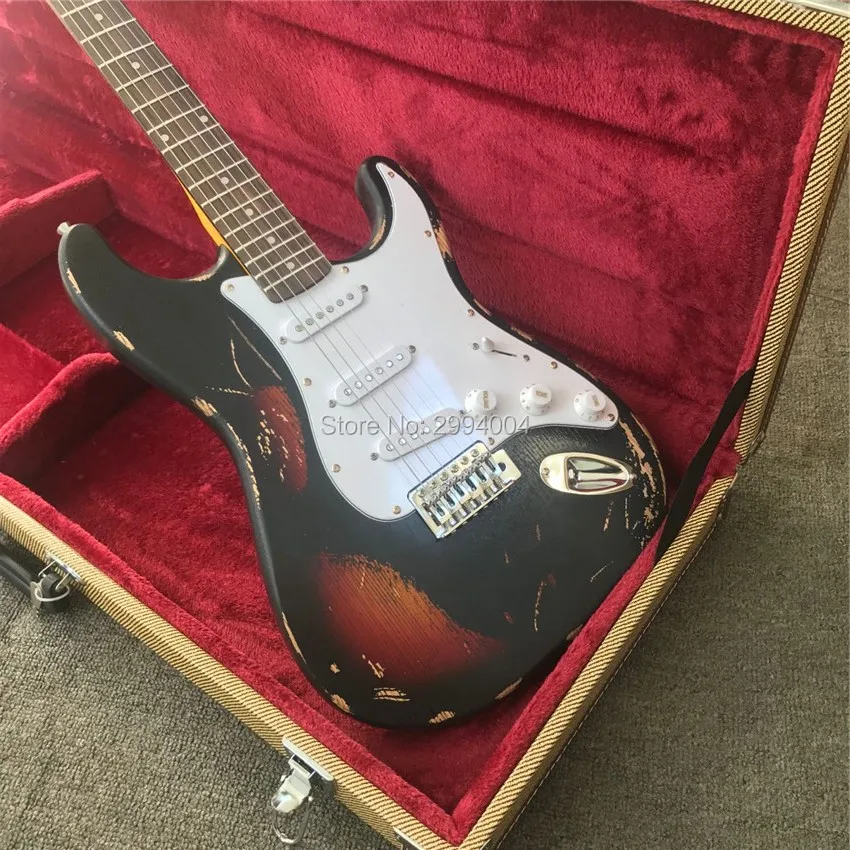 

Stock inventory, antique relic electric guitar, elm body, antique do old S.T electric guitar, free shipping