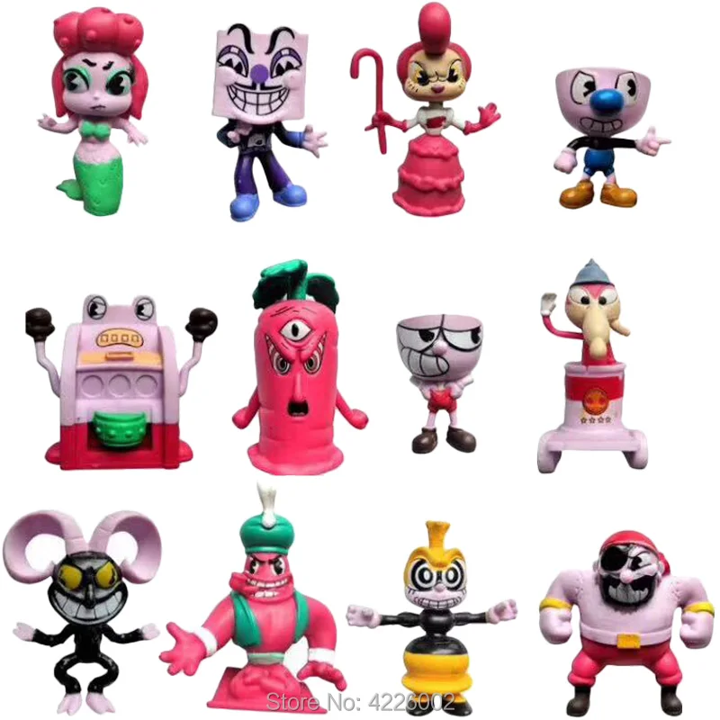 

12pcs/set Cuphead Mini PVC Action Figures Mugman the Devil Legendary Chalice King Dice Figurine Collectible Doll Model Kids Toys
