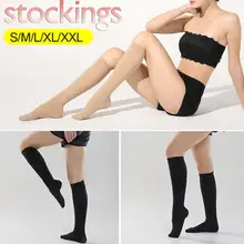 Для женщин Компрессионные спортивные носки до середины икры с открытым носком эластичные чулки пробки