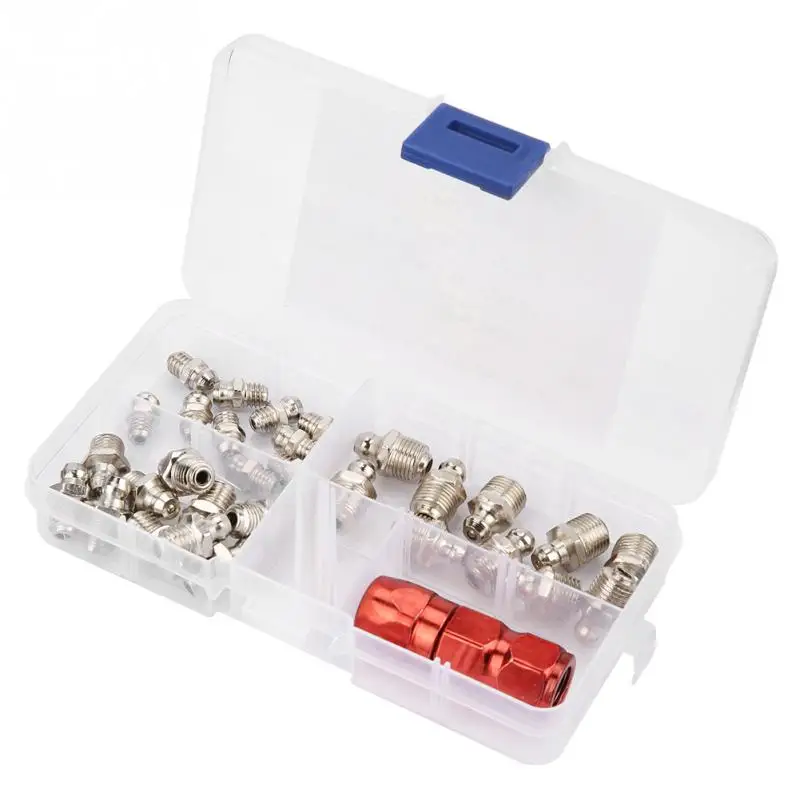 

Portable Metal Replacement Grease Nipple Fittings Pack Set Lron Nickel Plating Mechanical Lubrication Part