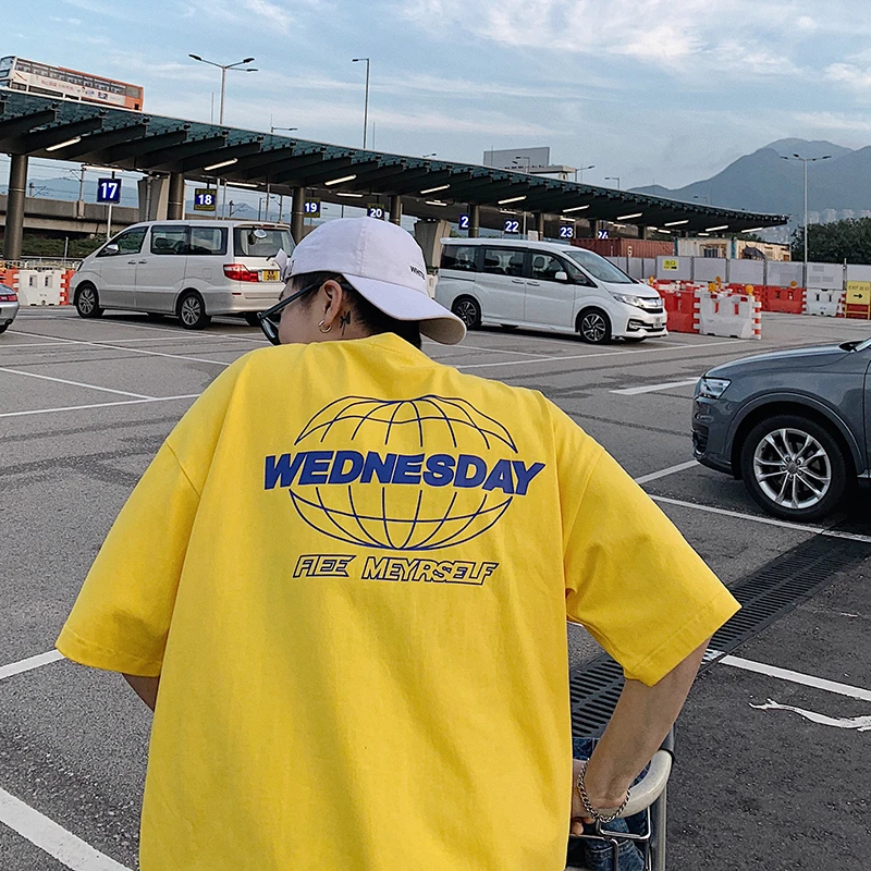 

Men's T-shirt spring 2019 new loose casual T-shirt monogram-printed T-shirt creative pure cotton short-sleeved youth men's wear