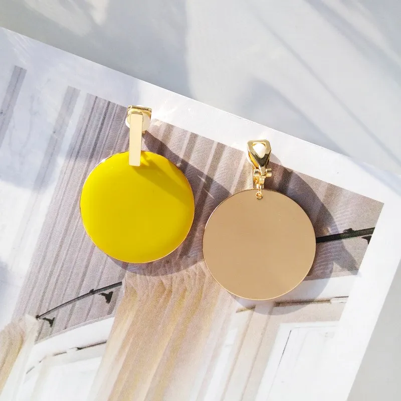 

Trendy Gold Color Geometric Earrings Yellow Double Round Metal Creative Earrings