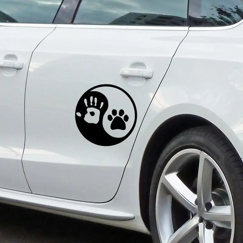 

Car Sticker Chinese Yin Yang Cat Dog Footprints Palm Print Notebook Decals Personality Window Glass Decoration