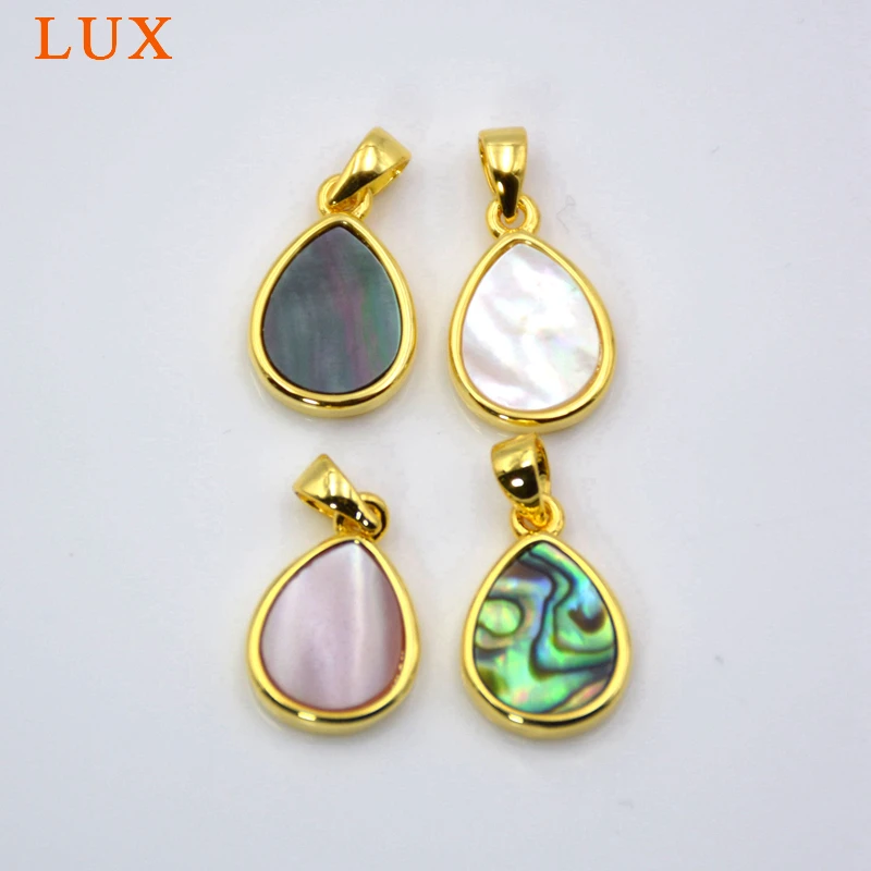 

Pretty Teardrop Gold Plating Natural Shell Charm Pendant Polish Beach Sea Shells Gem stone Bead Boho Jewelry mother of pearl