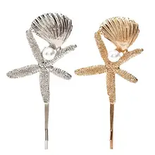 4 шт. заколки для волос с имитацией жемчуга винтажный Конч сплав заколка для волос заколки для волос головные уборы для женщин девочек