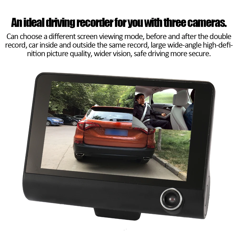 

4.0in 3 Way Car DVR Camera Rear View Auto Registrator With Two Cameras Dash Cam DVRS Dual Lens Carcorder Night Vision