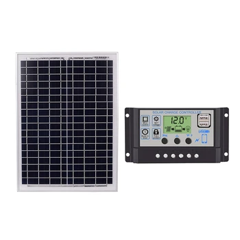 

BIFI-Black 18V20W Solar Panels + 12V/24V Solar Controller With USB Interface