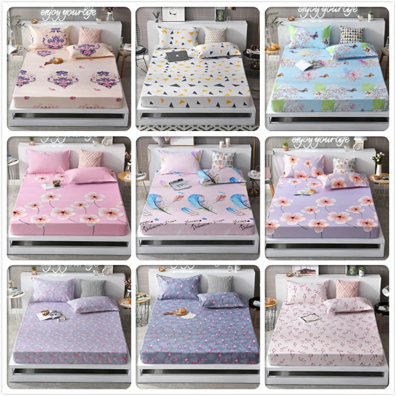 

Creative Pattern 1pc Fitted Sheet Mattress Cover With Rubber Elastic Band for 1.2m 1.35m 1.5m 1.8m Bed Kids Single Double Size19