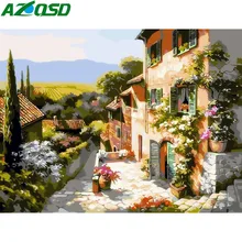 AZQSD пейзаж, сделай сам, Безрамная картина маслом по номерам, пейзаж во дворе, картина, холст, живопись для гостиной, настенное искусство, SZGD140