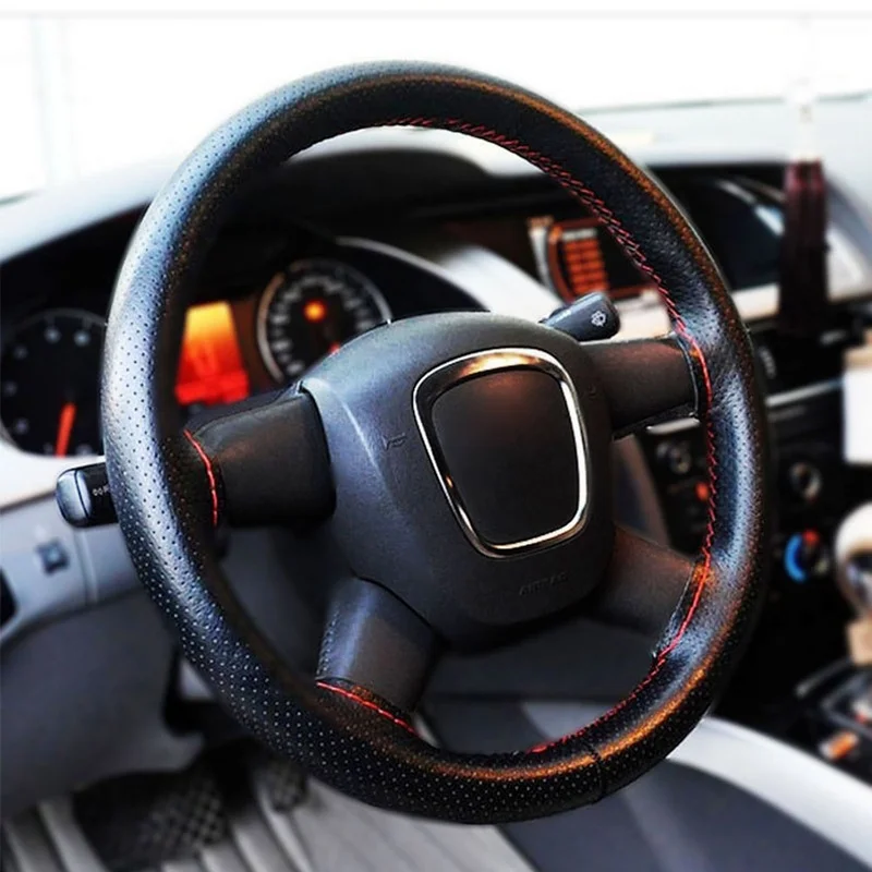 DIY Авто Грузовик из искусственной кожи чехол на руль протектор с иглами и резьбой Противоскользящий Прямая поставка#1123