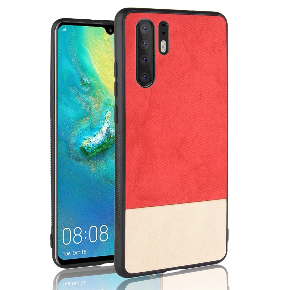 

For Huawei P30 Pro Case Slim PU Leather Anti-scratch Cowboy Splicing Color Hybrid Hard PC+Soft TPU Cover For Huawei P30 Pro Case