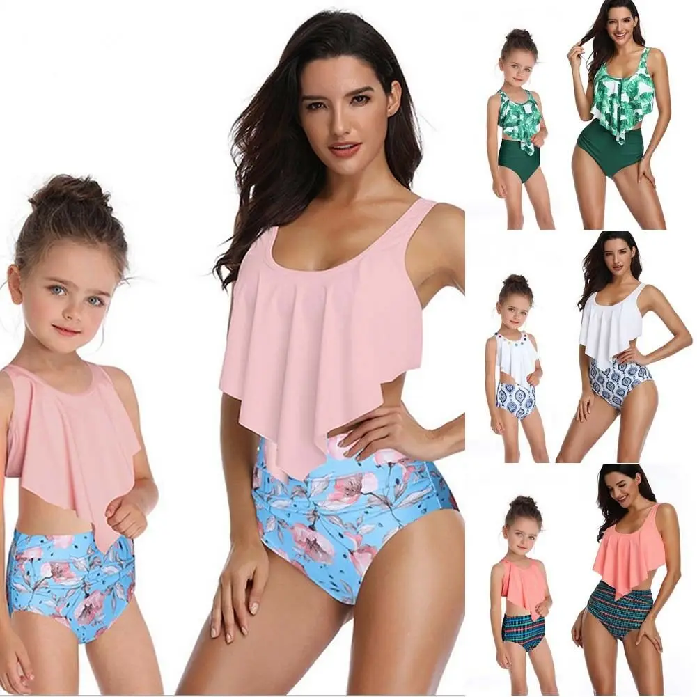 

Mother and Daughter Matching Swimsuit Set, 2 Pieces Floral Bikini Bathing Suits Swimwear