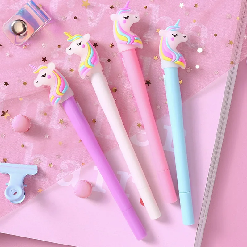 Kawaii Единорог ручки милые Светодиодные Гелевые Ручки Новинка обычные для детей
