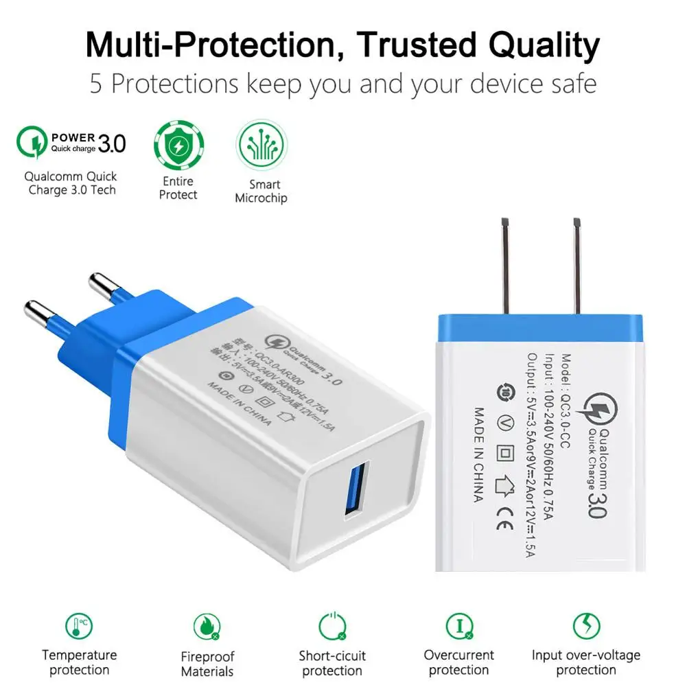 Универсальная Быстрая зарядка 3 0 USB зарядное устройство QC3.0 QC Turbo мульти для samsung S10