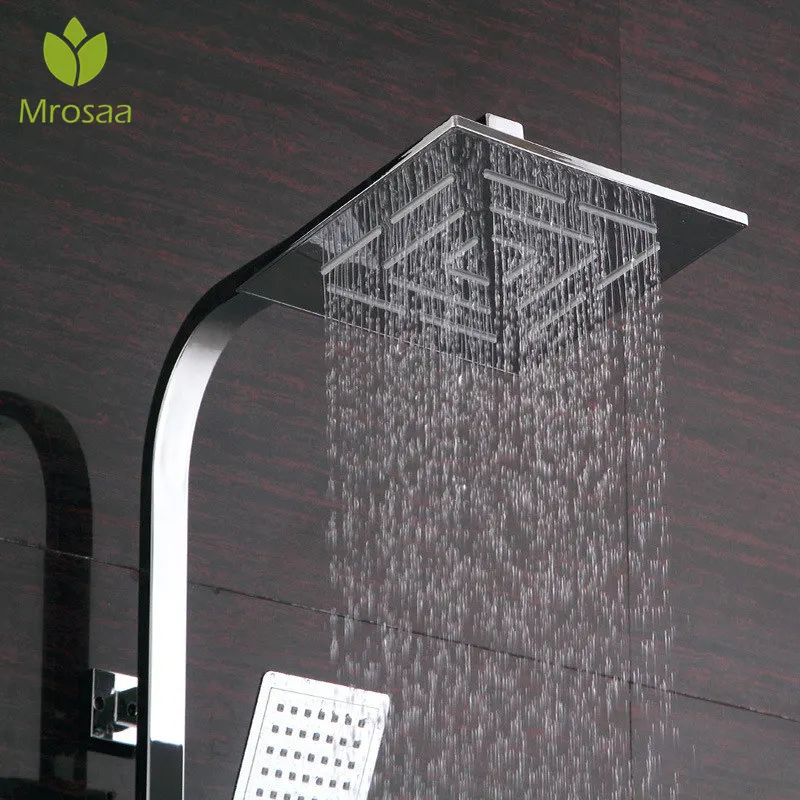 

Mrosaa 8 Inch Shower Head Holes Water Out Stainless Steel Chrome Finish Square Rainfall Rain Showerhead Ceiling Mounted Sprayer