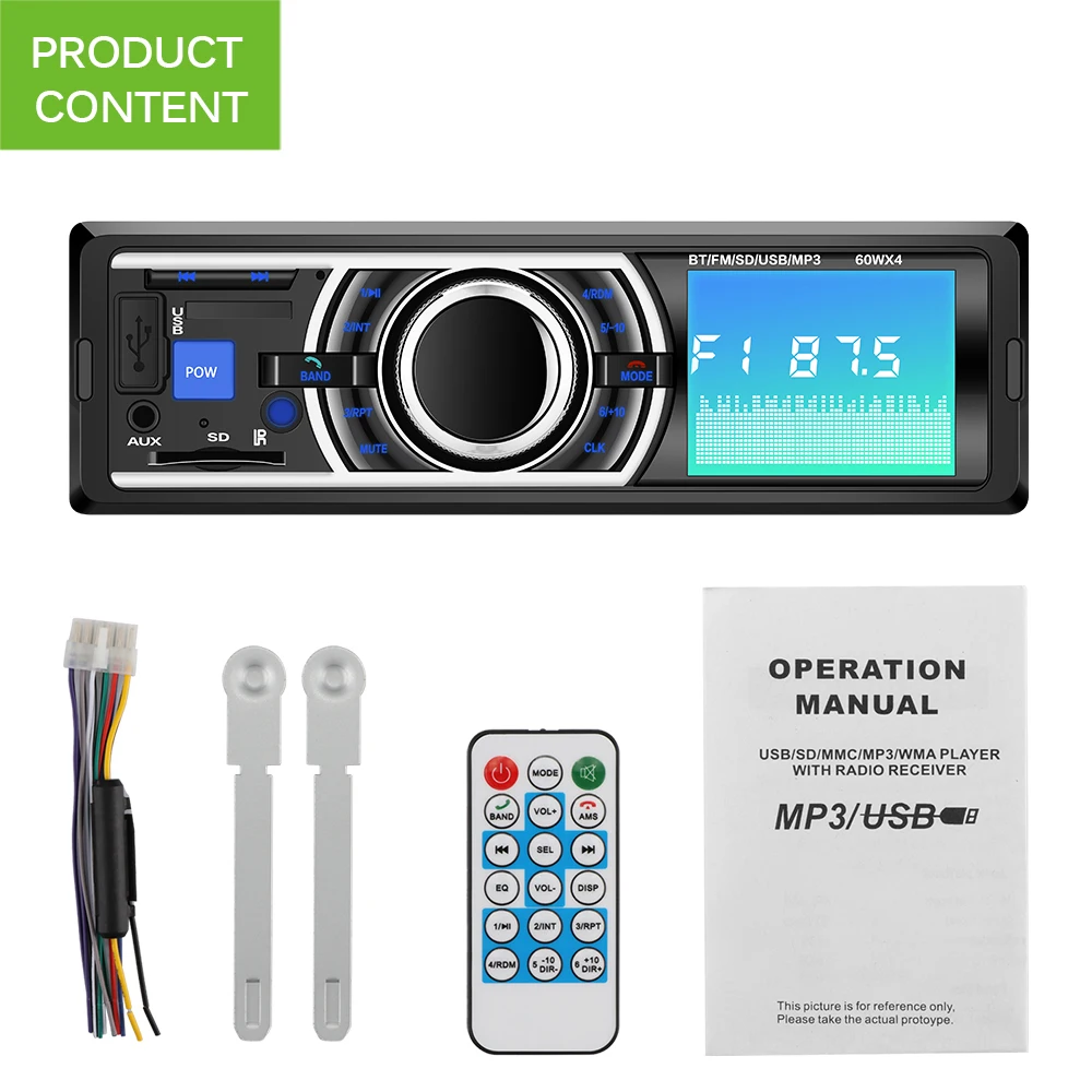 4X60W1 Дин Bluetooth Радио стерео плеер fm радио MP3/USB/SD/MMC с разъемом подачи внешнего