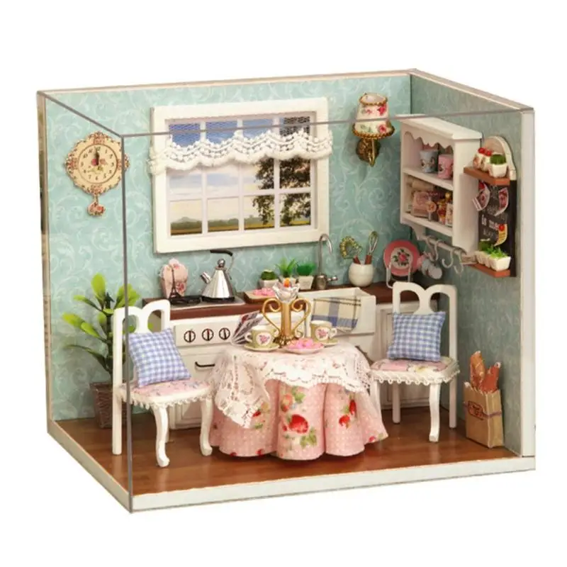 3D Деревянный Миниатюрный Кукольный Домик DIY игрушка ручной работы миниатюрная
