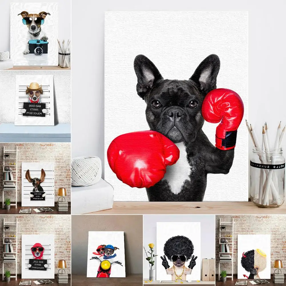 

Innovative Pet Dog Bulldog Bedroom Living Room Decoration Painting Bedside Drawing Home Art Decorative Painting Without Frame