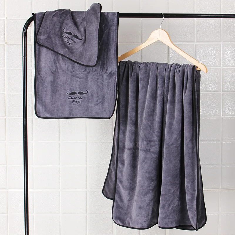 Korean Moustache Pattern Sanding Fabric Quick Dry Bath Towel Set