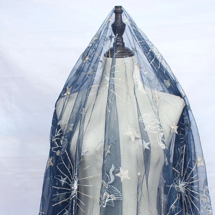 Звездная вышивка Пегаса сетчатая ткань танцевальный костюм свадебное платье изготовление продается двором(91 см