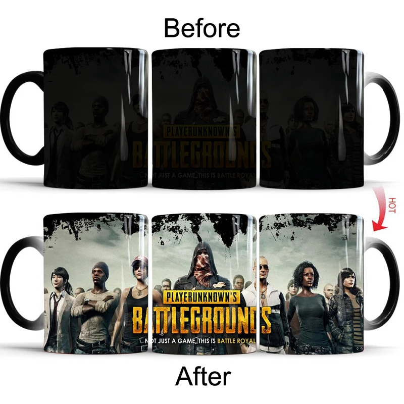

Playerunknown's Battlegrounds Mug Novelty Heat Sensitive Heat Changing Color Magic PUBG Mug