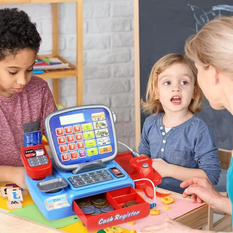 Пластиковые Моделирование супермаркет кассовый аппарат дети детство головоломка Образование игрушка подарок для детей