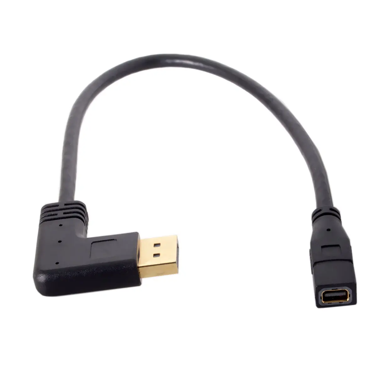 

CYDZ DP DisplayPort Left Angled 90 Degree to Mini DP DisplayPort Female Cable for Displays Monitors
