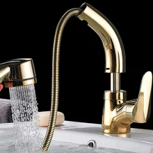 Полированный латунный выдвижной кран для раковины горячей и холодной вращающийся Кухонный Кран хромированный кран для смешивания воды кран для ванной комнаты