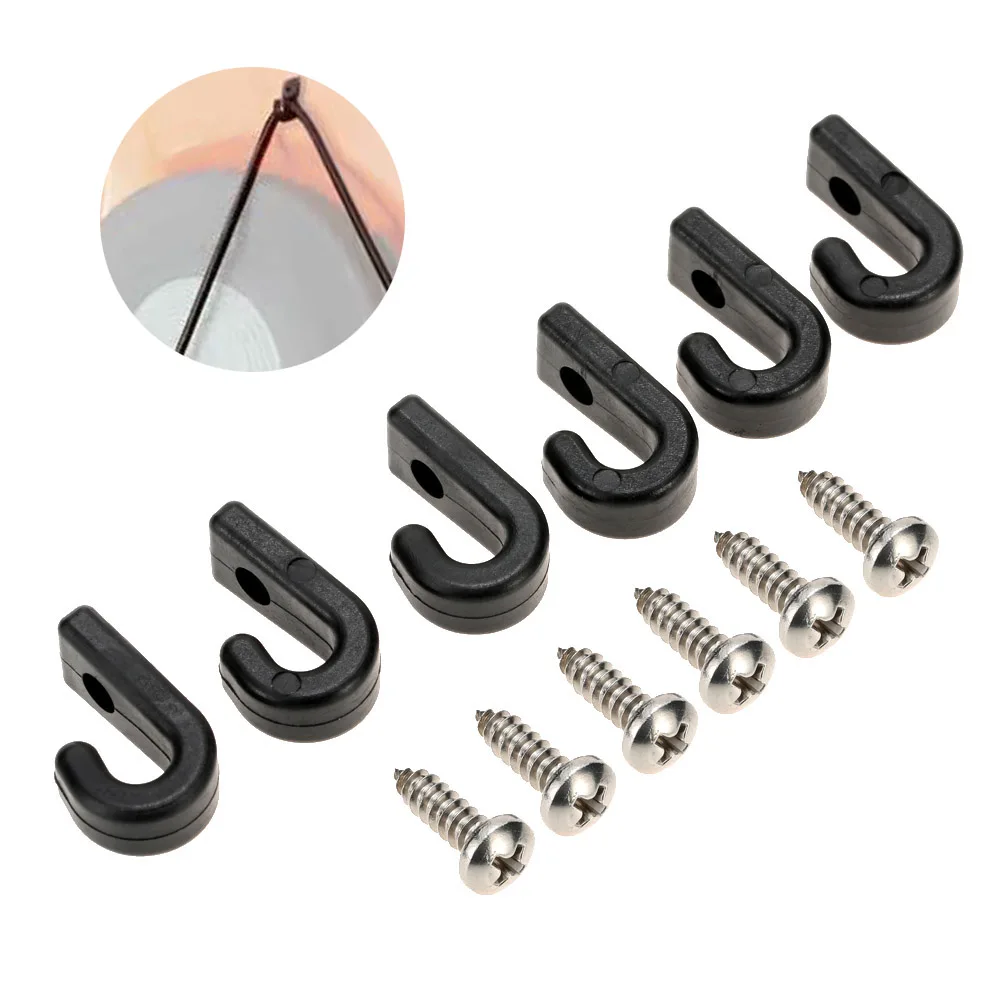 

6pcs Nylon J-hooks for Kayaks Canoes or Boats with Screws Lashing Hooks for Kayak Bungee Cord Kayak Accessories 2019