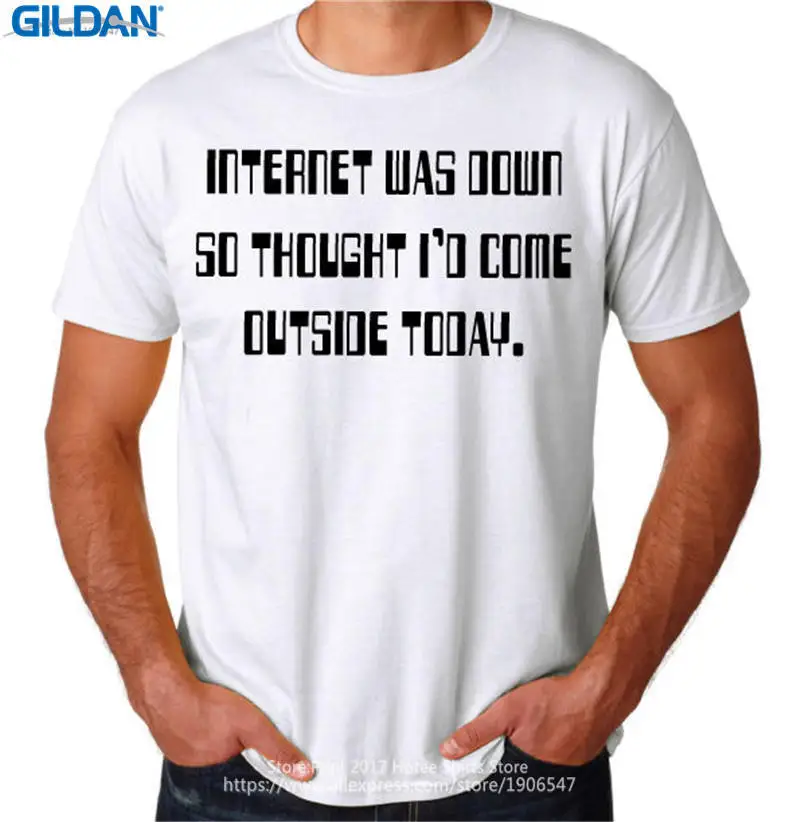 Custom Tee Shirts  Short Sleeve Summer Crew Neck Mens Internet Down Come Outside Computer Nerd Geek It Crowd Tee Shirt