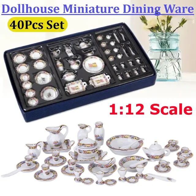 Best Offers 40Pcs Dollhouse Miniature Dining Ware Porcelain Tea Set Dish Cup Bowl Plate Furniture Toy Gift Colorful Floral Print Table Decor Best Offers 40Pcs Dollhouse Miniature Dining Ware Porcelain Tea Set Dish Cup Bowl Plate Furniture Toy Gift Colorful Floral Print Table Decor