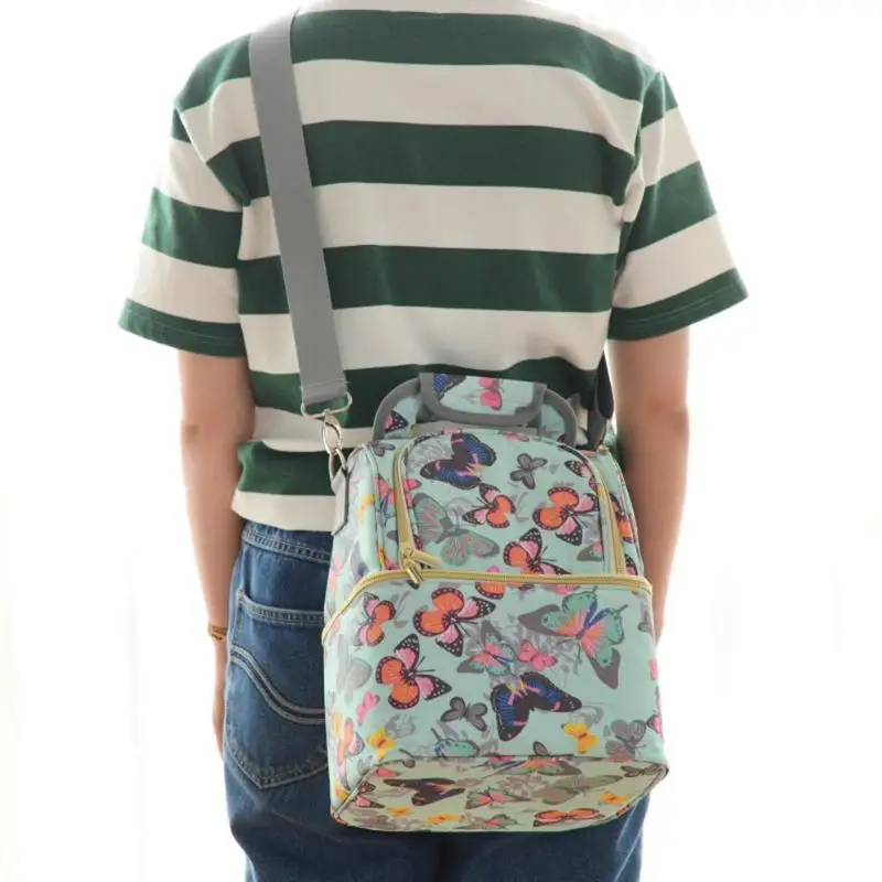 

Mummy Bag Large Thicken Insulation Milk Butterfly Diaper Storage Capacity Fashionable Printed Bags Set Diapering Diaper Bags