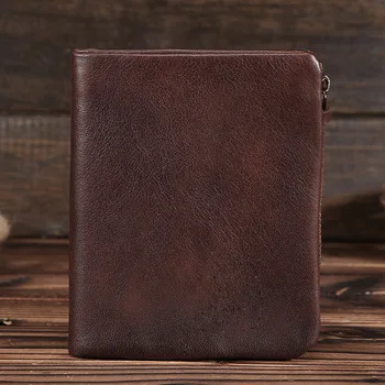 

New Genuine Leather Mens Wallet Man zipper Short Money Purse Brand Male Cowhide Credit id Wallet Multifunction Small Wallets