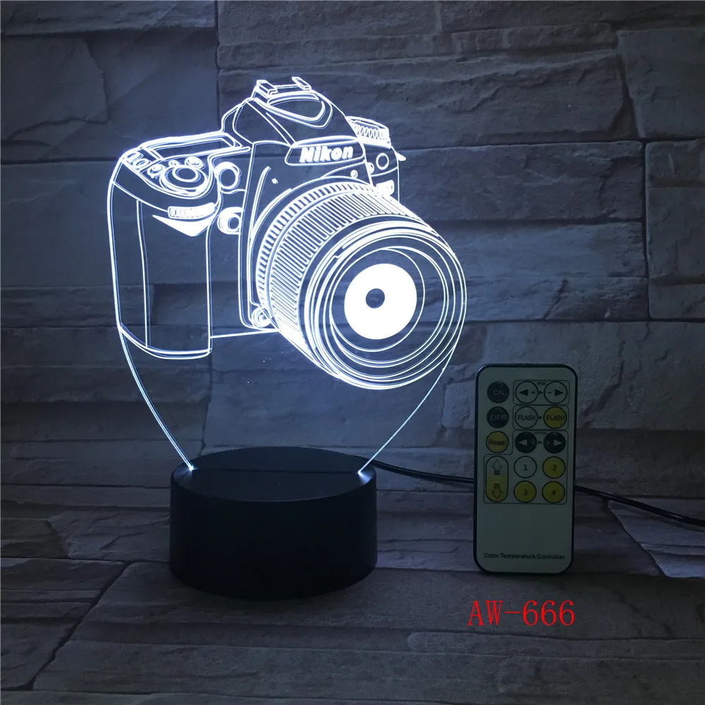Nikon камера 3D Led Ночник светодиодные акриловые красочные огни голограмма детская