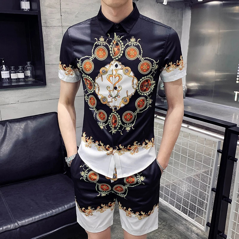 

Men's T-shirt Set Personality Print Summer Casual T-shirt +Shorts Two-piece Men's Sportswear Set Men's T-shirt Fashion Clothing