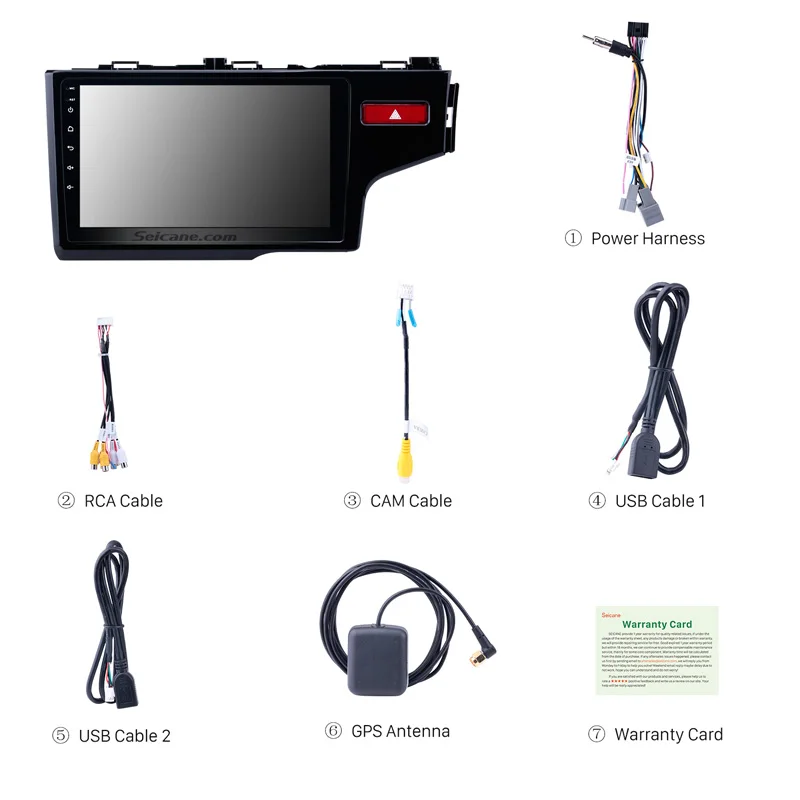 Clearance Seicane 10.1" Android 8.1/9.0 HD 1024*600 Radio Bluetooth GPS Navi Car Stereo Unit Player for 2014 2015 HONDA JAZZ/FIT (RHD) 3