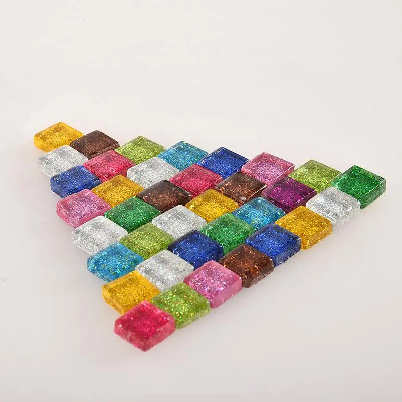 10 цветов квадратной формы художественная стеклянная мозаика блестящая монохромная плитка для рукоделия товары для рукоделия подарочная упаковка для украшения дома в коробке