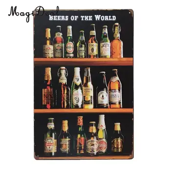

MagiDeal Waterproof Vintage Tin Sign Bar BEER WORLD Home Club Wall Decor Fashionable Design Retro Metal Art Poster Wall Sticker
