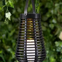 Водонепроницаемый светодиодный подвесная Солнечная лампа декоративный фонарь из ротанга с Беспламенной свечей