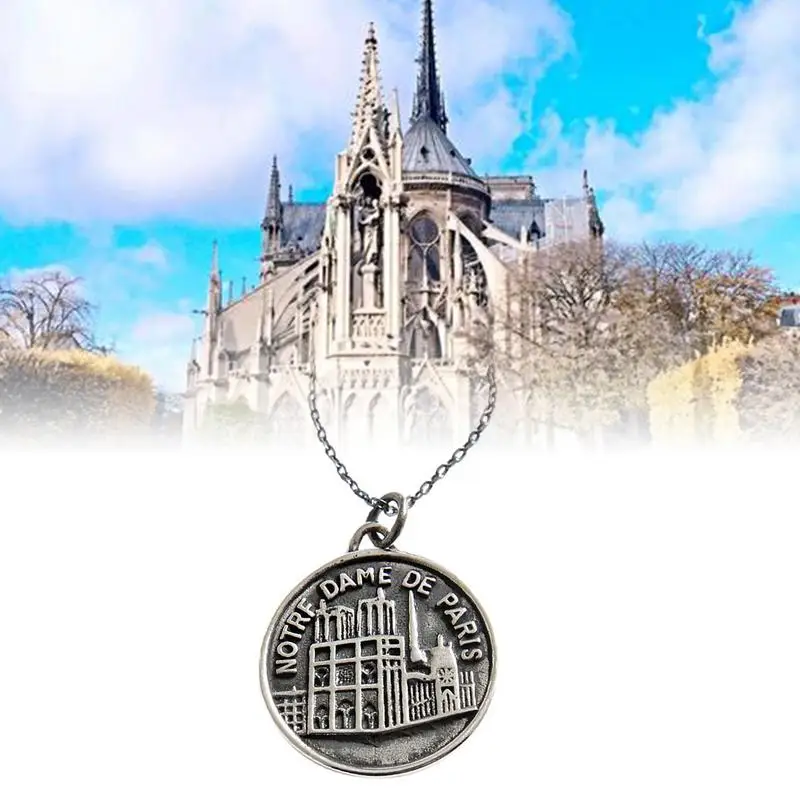 S925 стерлингового серебра Цепочки и ожерелья ретро Notre Dame стильный тэг кулон