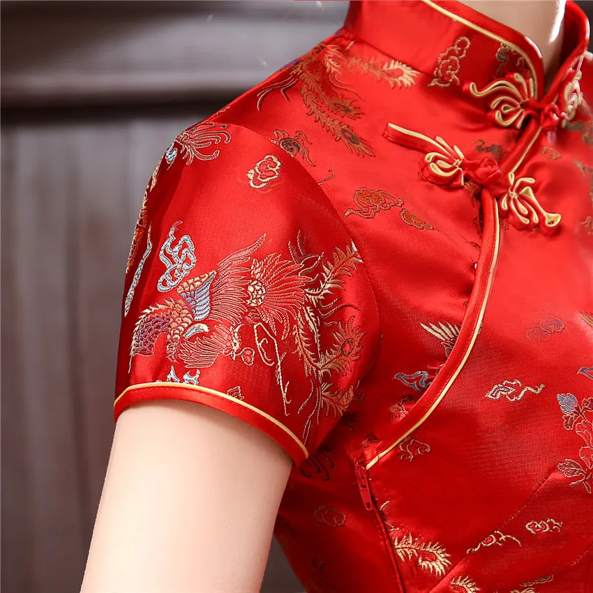 Традиционное китайское платье размера плюс S-6XL, чонсам, драконом Фениксом, длинное платье Ципао, сексуальное платье с разрезом, костюм танга, женское банкетное платье Ципао