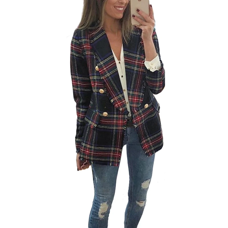 2019 خمر منقوشة تويد سترة النساء الربيع الشارع الشهير جاكيتات طويلة الأكمام معطف فيستي فام الخريف Chaqueta امرأة الملابس تونك