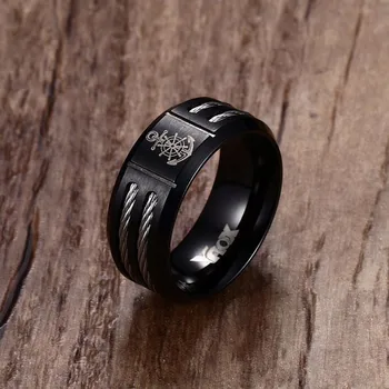 

Dropship Sailor Anchor Rudder Turkish Black Men Ring in Stainless Steel Wedding Band
