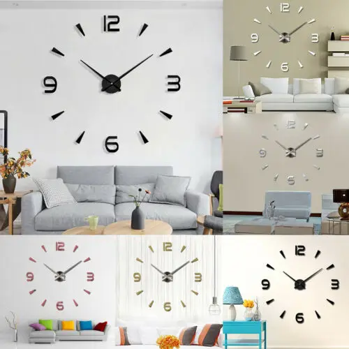 

2019 Latest Mirror Sticker Modern DIY 3D Large Number Wall Clock Mirror Sticker Decor Home Office Kids Room