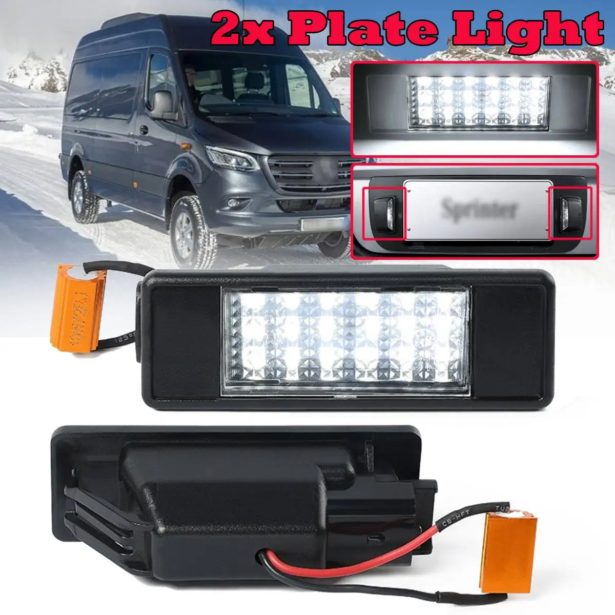 

1 Pair LED Car License Plate Light for Mercedes for Benz Sprinter W906 VITO W639 VIANO W639 A9069062100 A6398200256 A6398200156