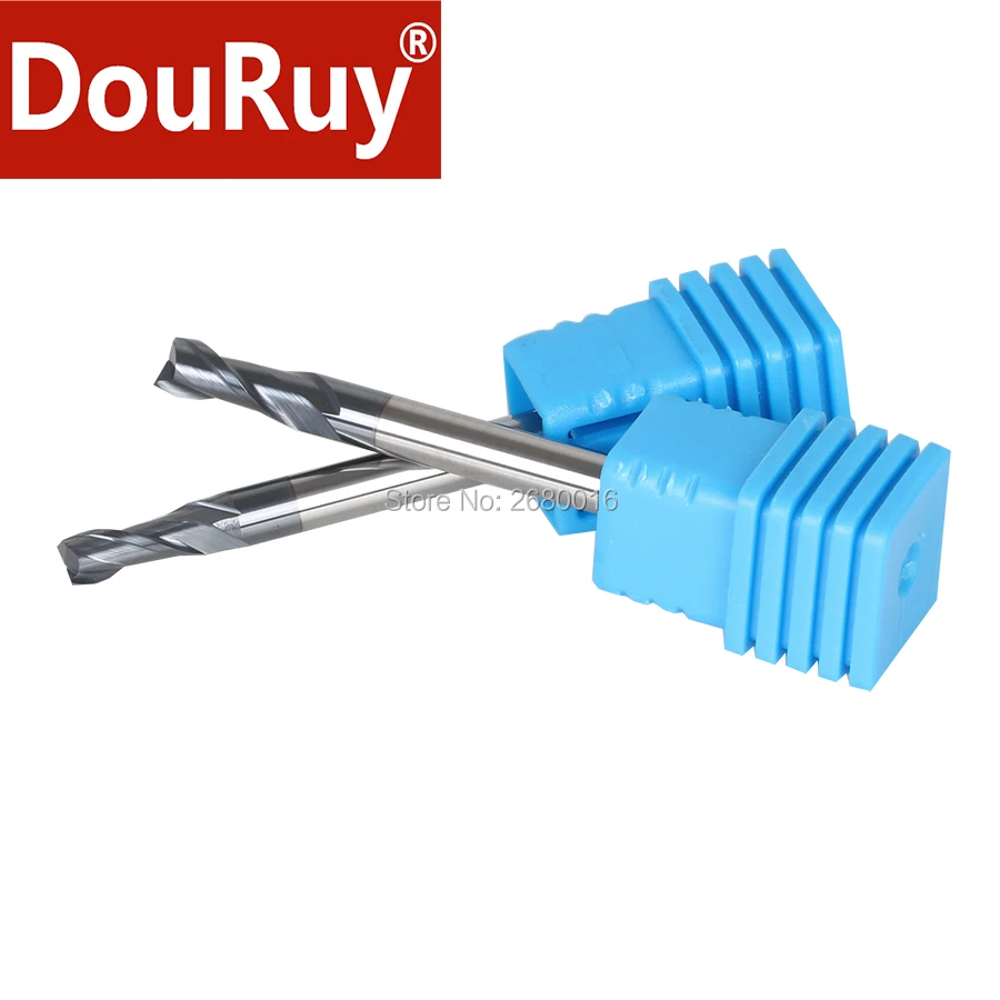 

DouRuy 1PC 2 Flutes HRC55 tungsten Carbide flat square end mills carbide coated CNC router bits for metal