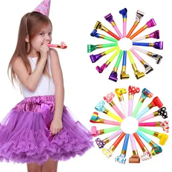 

100 Pcs/Lot Noise Maker Little Blowout Plastic Whistle Children's Birthday Party Fittings Party Supplies Decorative Toys